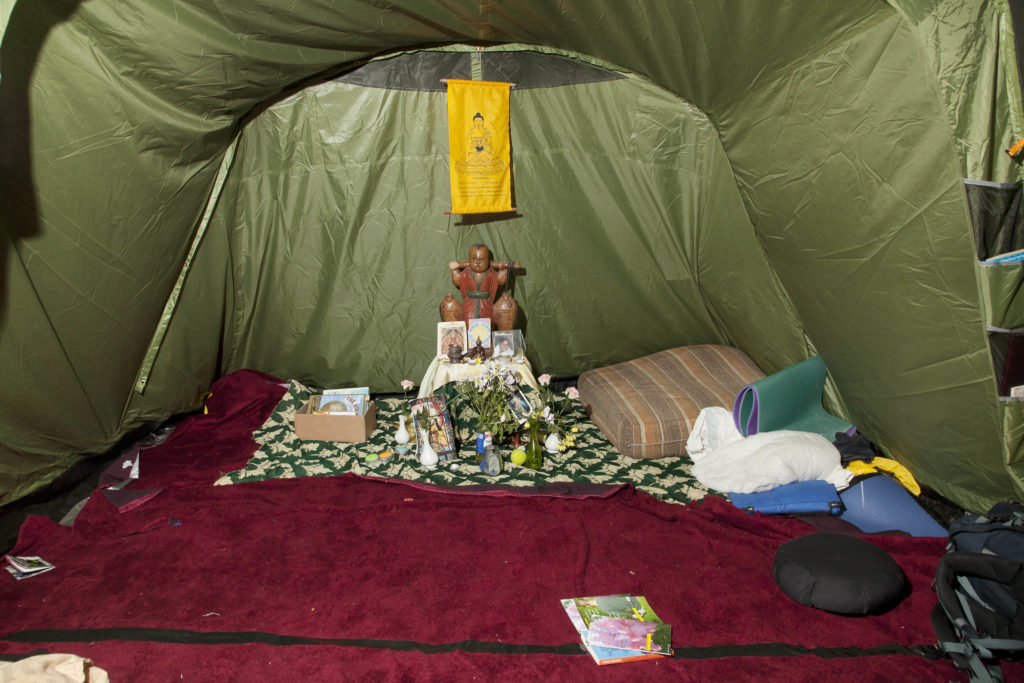 Multi Faith Prayer and Meditation Tent, St. Paul's Camp. This space was used as a quiet place for protestors of different religions to pray.  An offshoot of the global Occupy Movement, 'Occupy London' was an anti-capitalist protest that took the form of a large, organised camping occupation outside St Paul's Cathedral and in Finsbury Square in central London. The protest commenced on the 15th October 2011, and was cleared from St Paul's on the 28th February 2012, and from Finsbury Square in June 2012.