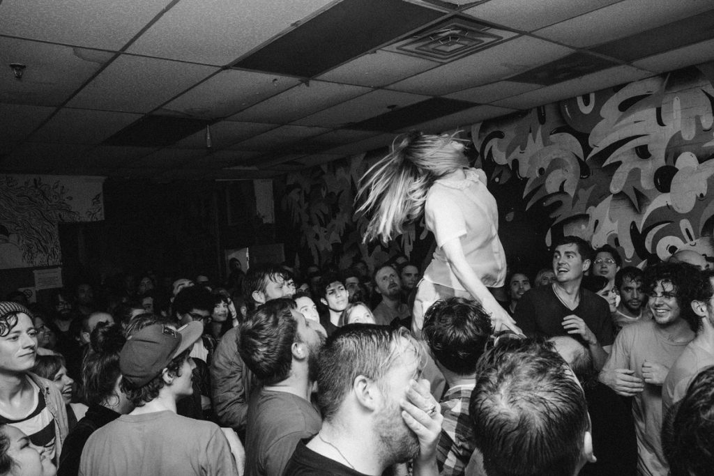 Jumping girl during Dan Deacon's set.