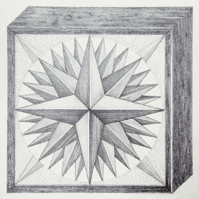 Compass, 2019, kağıt üzerine kurşun kalem, 13.5 x 13.5 cm