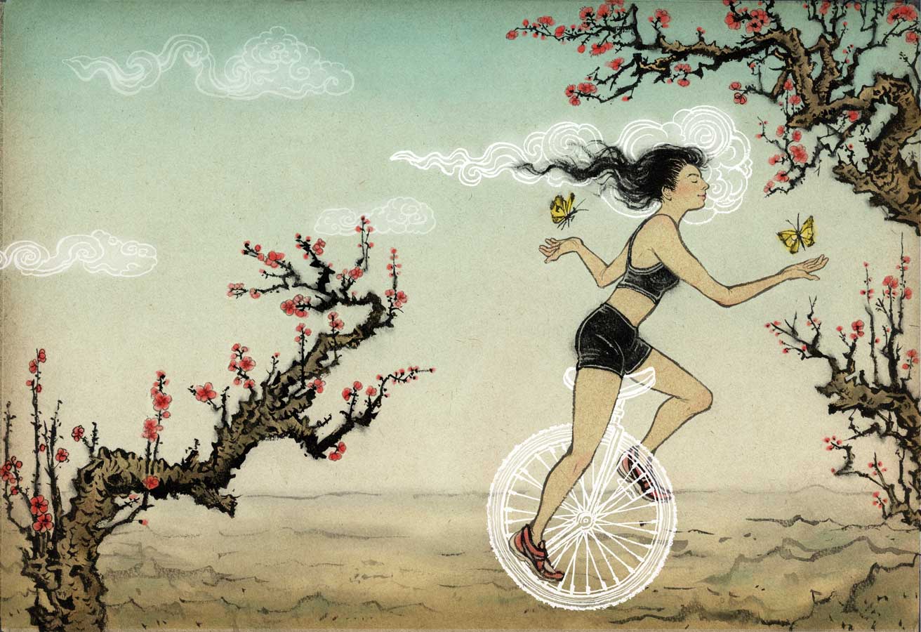 Spring arrives. ЮКО Симидзу. Бежит арт. ЮКО Шимицу. Yuko Shimizu дизайнер.